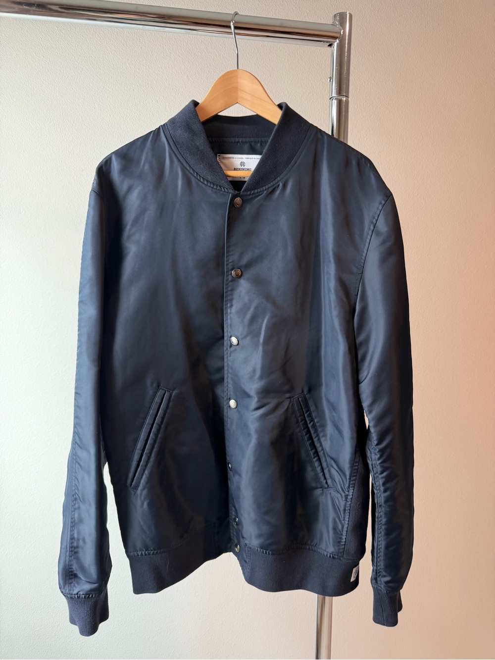 Reigning Champ Size Large Stadium Bomber Jacket in Navy Blue GUC